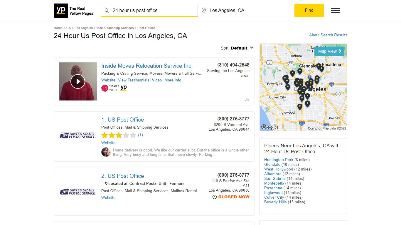 24 Hour Us Post Office in Los Angeles, CA - Yellow Pages